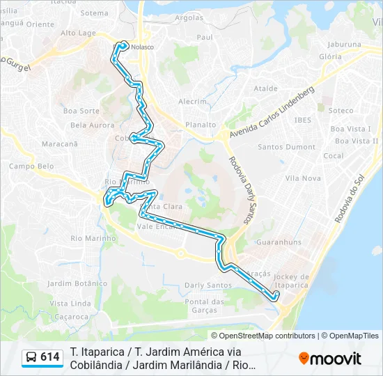614 Bus Line Map