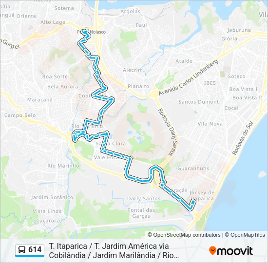 614 Bus Line Map