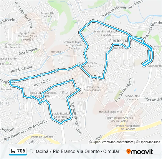 706 Bus Line Map
