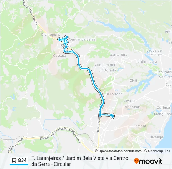 834 Bus Line Map