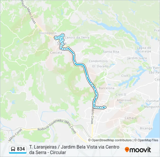 834 Bus Line Map