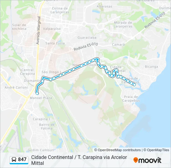 847 Bus Line Map