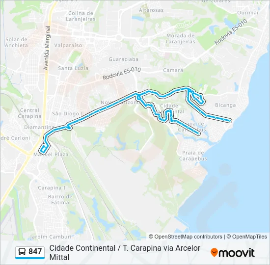 847 Bus Line Map