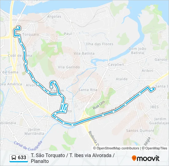 633 Bus Line Map