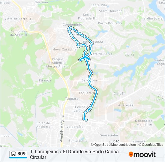 Mapa de 809 de autobús