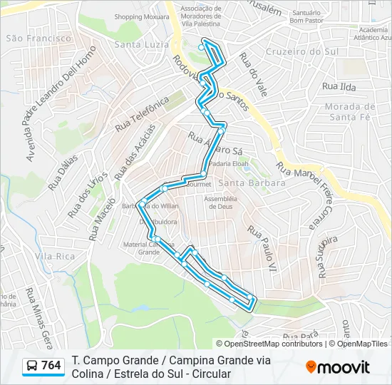 764 Bus Line Map