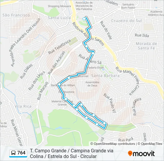 764 Bus Line Map