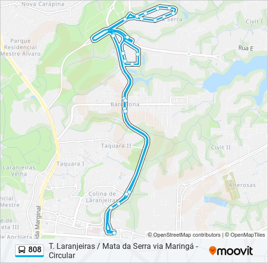 Mapa de 808 de autobús