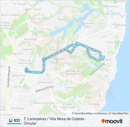 832 bus Line Map