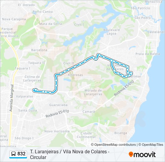 832 bus Line Map