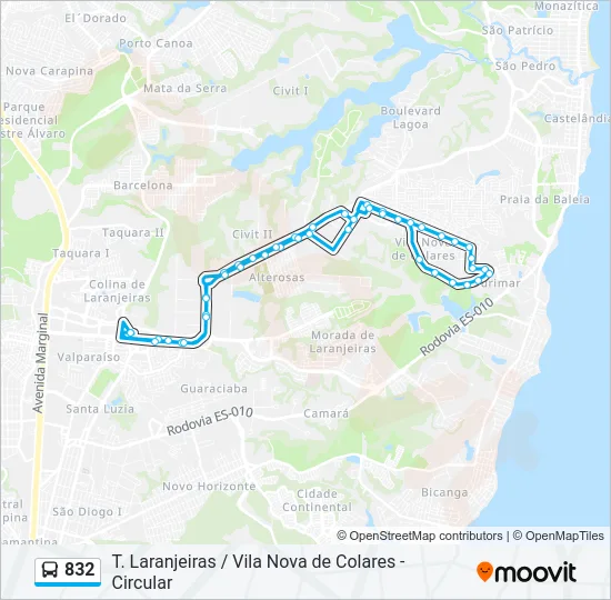 832 Bus Line Map