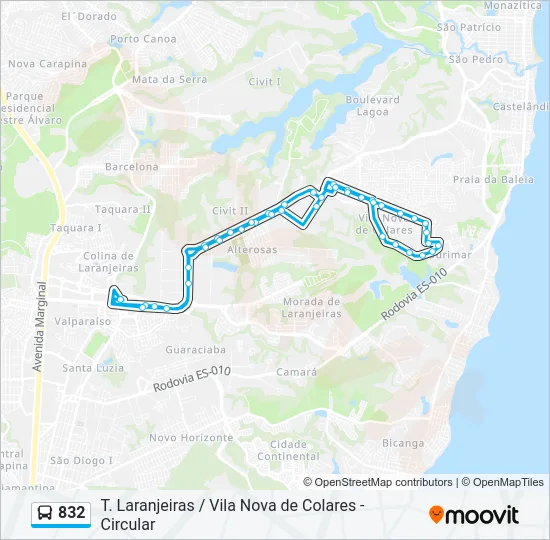 832 Bus Line Map