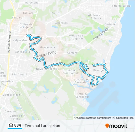 884 Bus Line Map