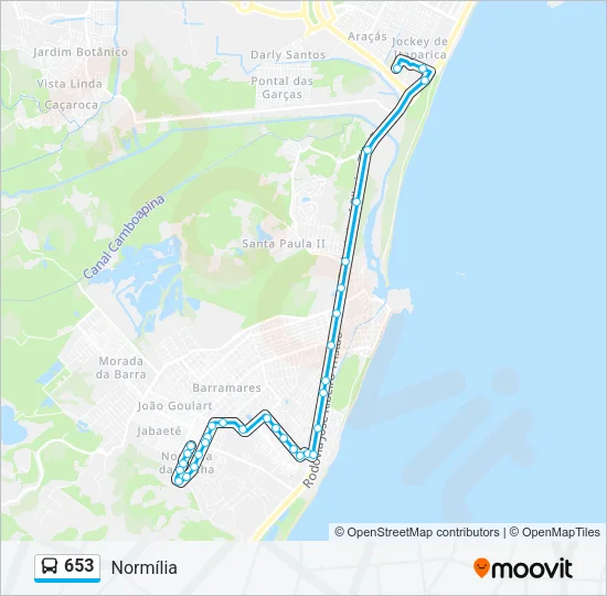653 Bus Line Map