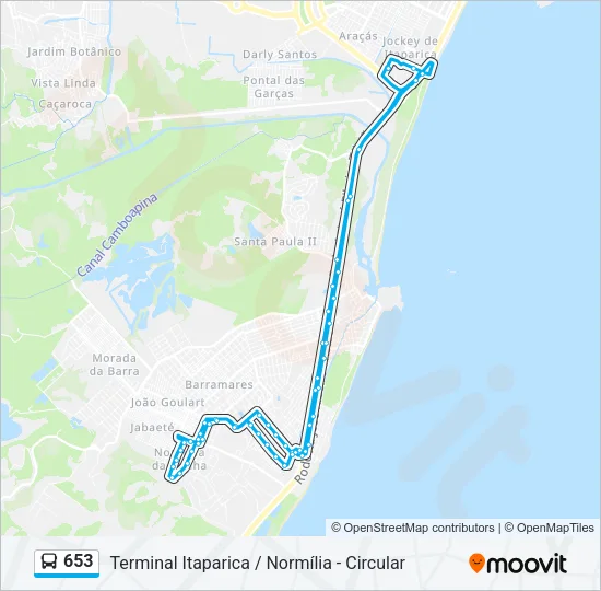 653 Bus Line Map