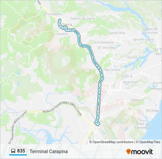 835 Bus Line Map