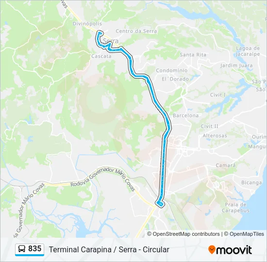 835 Bus Line Map