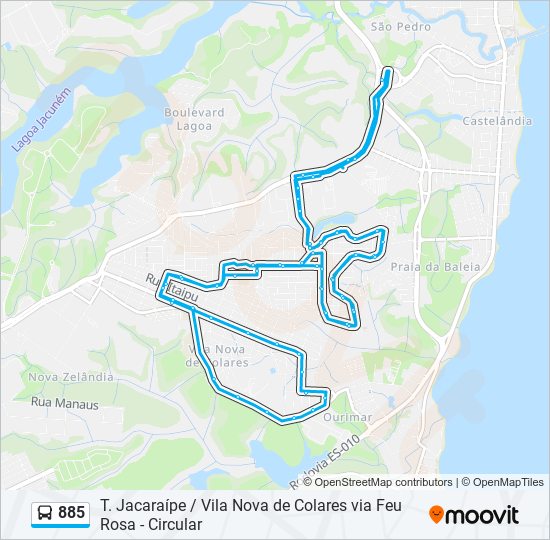 Mapa de 885 de autobús