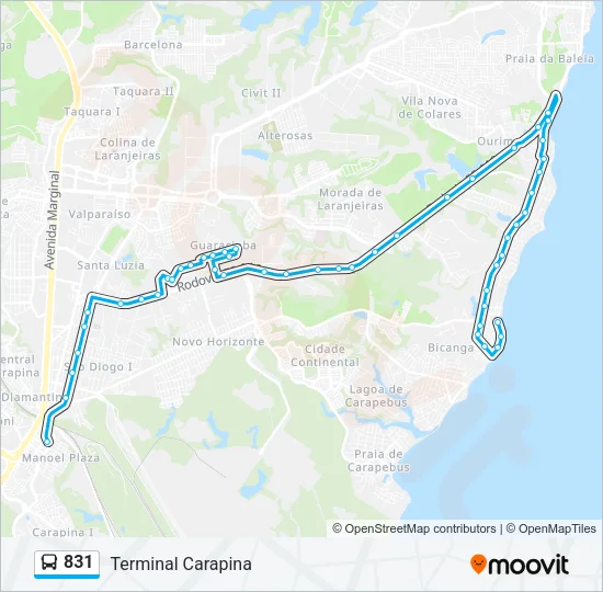 831 Bus Line Map