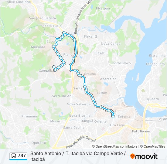 Mapa de 787 de autobús