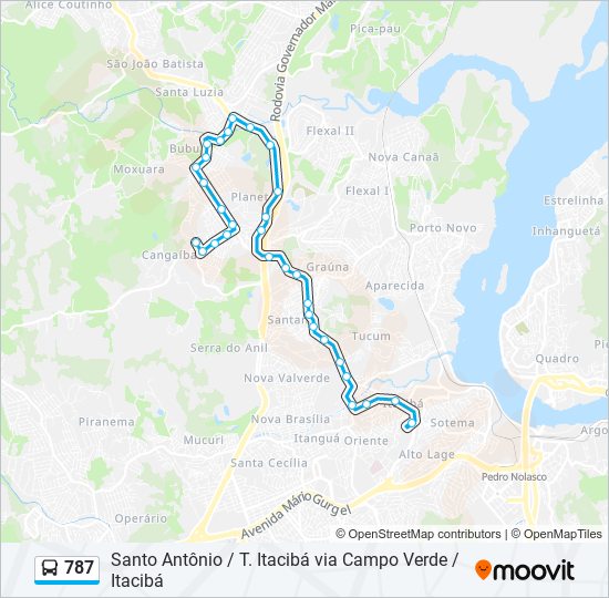 Mapa da linha 787 de ônibus