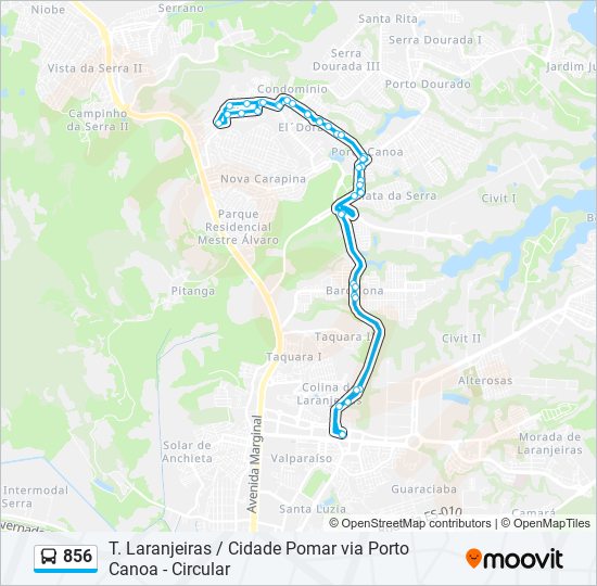 Mapa de 856 de autobús