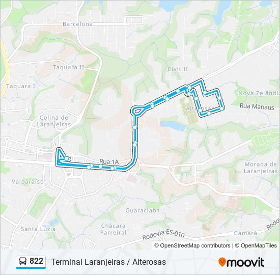 822 bus Line Map