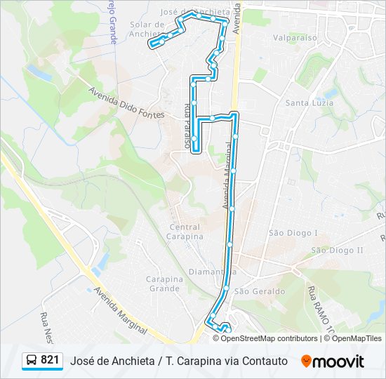 821 bus Line Map