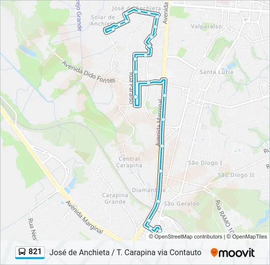 821 Bus Line Map