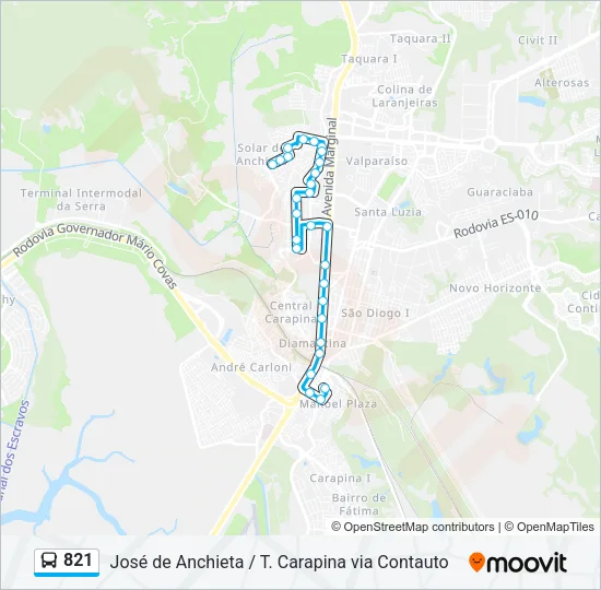 821 Bus Line Map