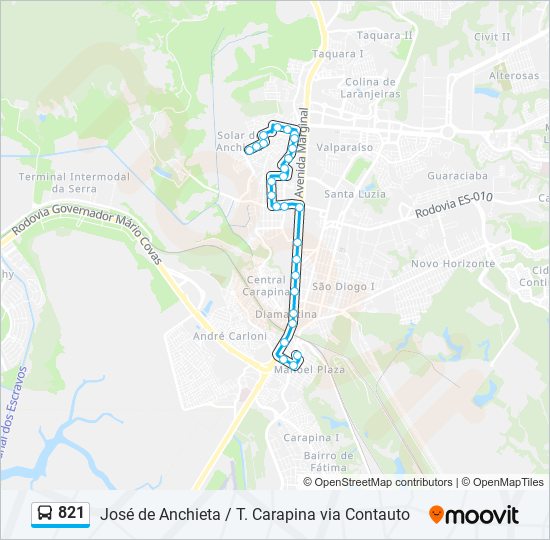 821 bus Line Map