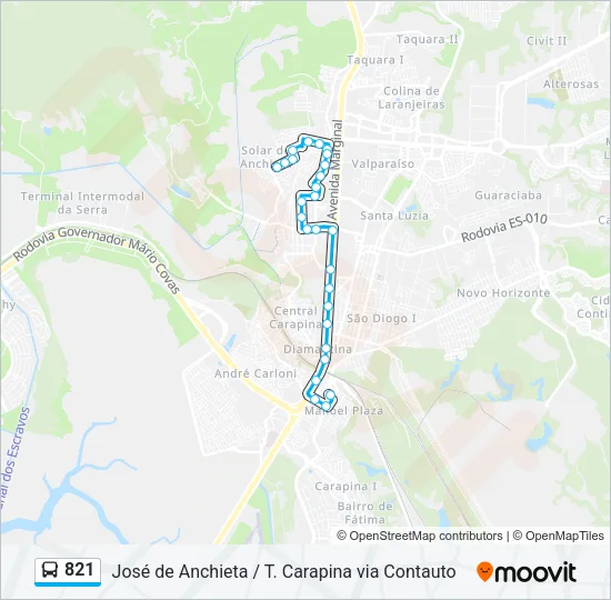 821 Bus Line Map