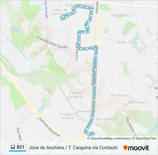 821 Bus Line Map