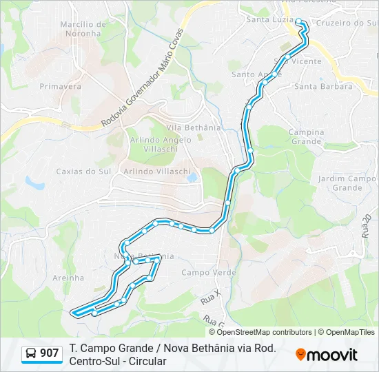 907 Bus Line Map