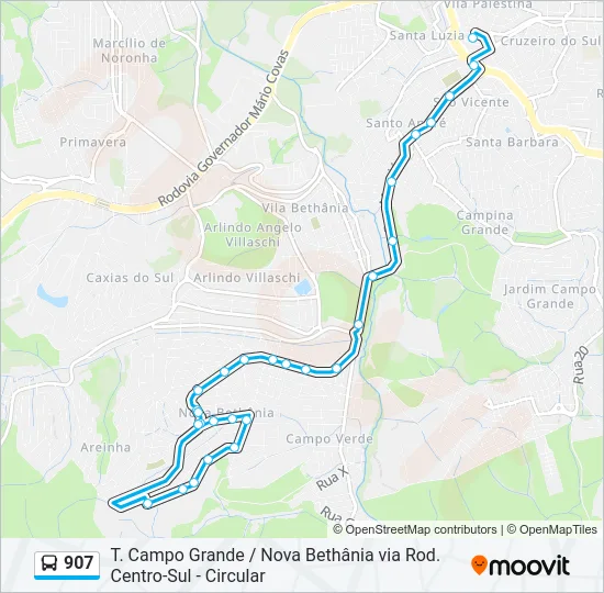907 Bus Line Map