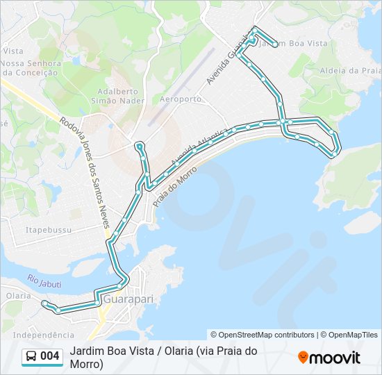 Mapa da linha 004 de ônibus