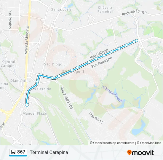 867 Bus Line Map