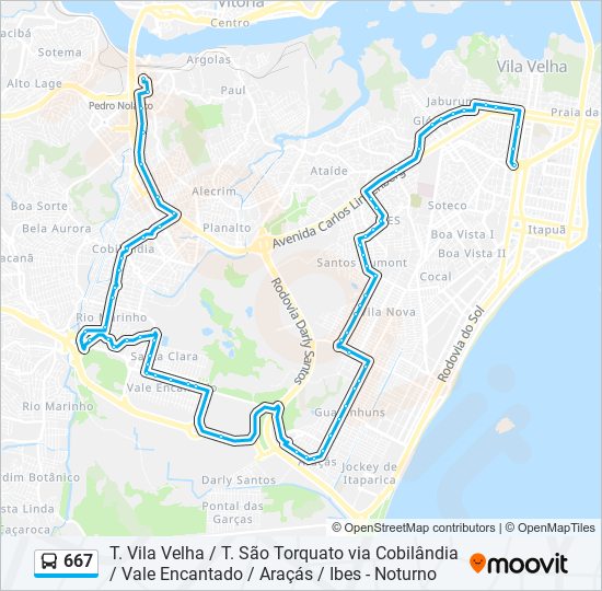 Mapa de 667 de autobús