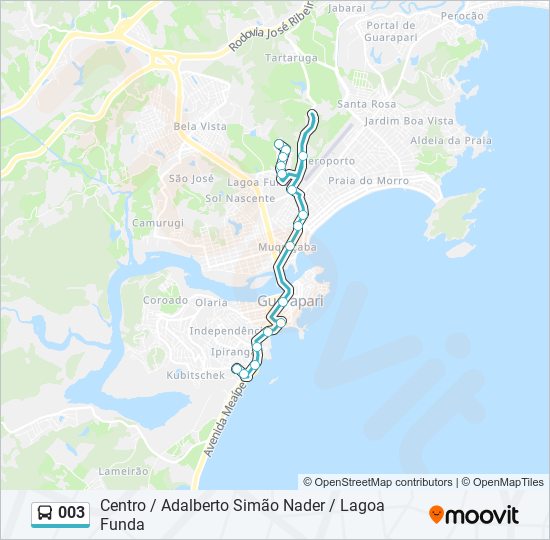 Mapa da linha 003 de ônibus