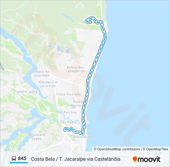 845 Bus Line Map