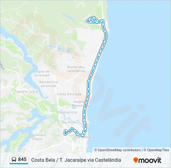 845 Bus Line Map