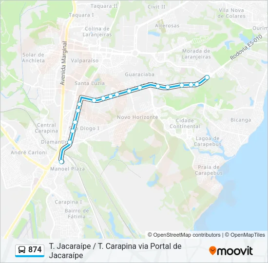 874 Bus Line Map