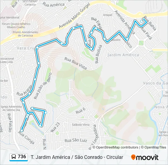 736 Bus Line Map