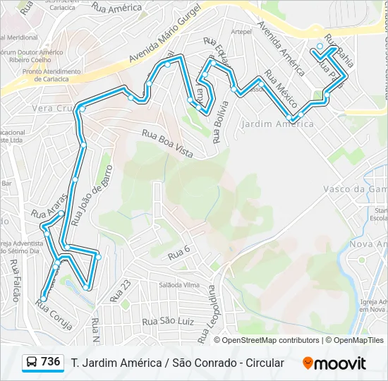 736 Bus Line Map
