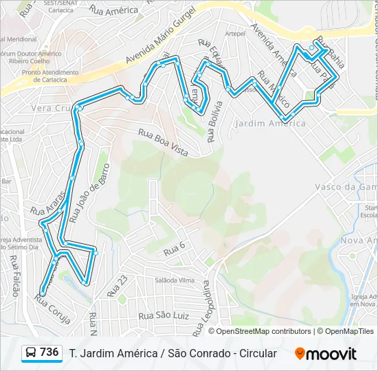 736 Bus Line Map