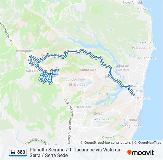 880 bus Line Map