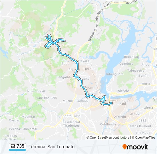 Mapa da linha 735 de ônibus