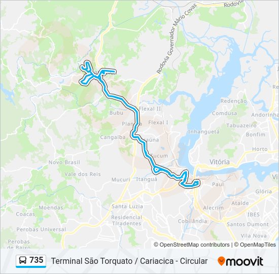 Mapa da linha 735 de ônibus