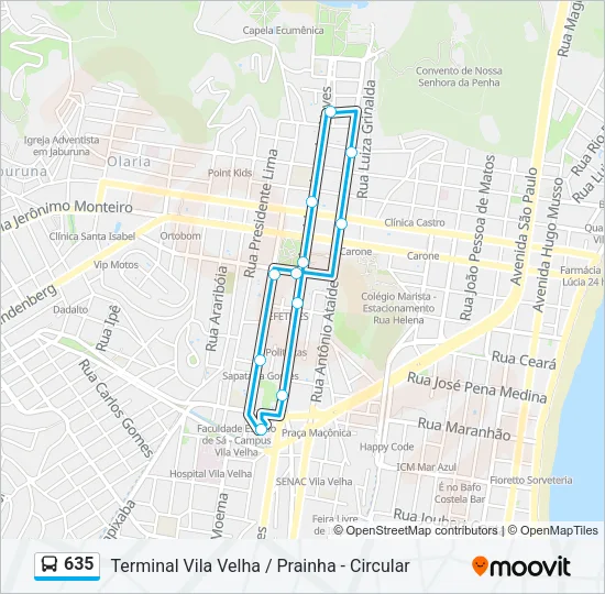 635 Bus Line Map