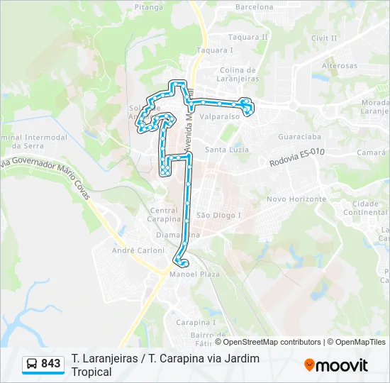 843 Bus Line Map